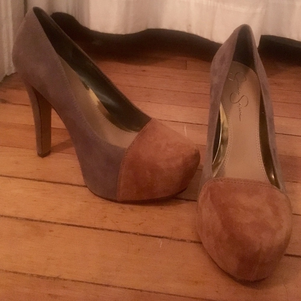 Grey & Tan Jessica Simpson platform heels